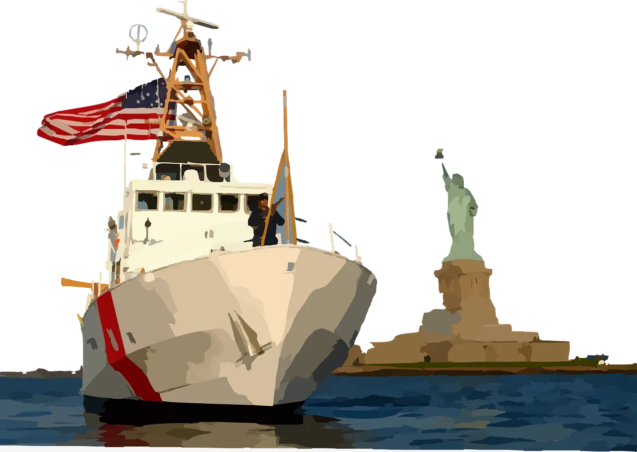 Statue of Liberty silhouette, black and white, vector png
